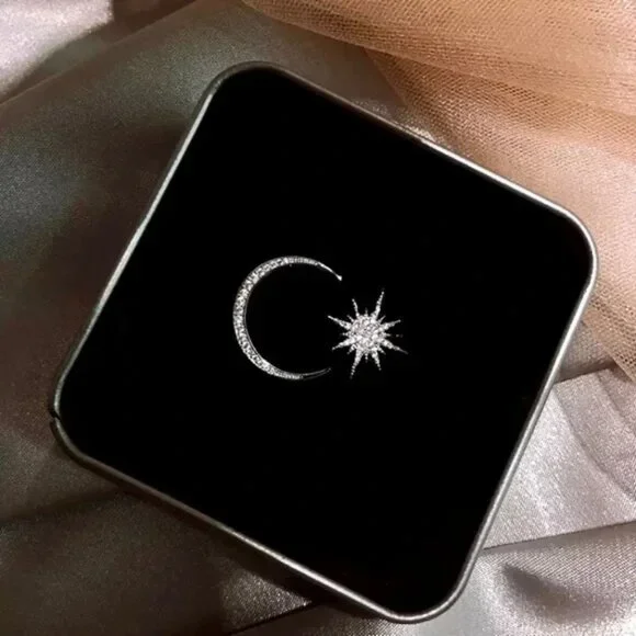 “Heavenly Dreamer” Star Crescent Moon Sun Galaxy/Space Bohemian Diamond Earrings - Picture 4 of 6